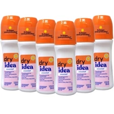 6 Pack Dry Idea Advanced Dry Unscented Antiperspirant Roll On 3.25 Oz Each