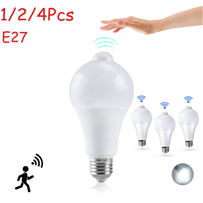 4x E27 LED Glühbirnen Mit Bewegungsmelder – 12W, Warmweiß 3000K, Für Flur & Garage