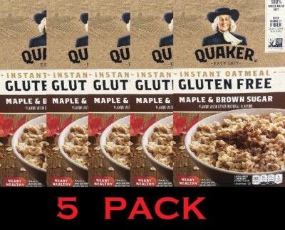 QUAKER Instant Oatmeal Gluten Free Maple Brown Sugar ( 8 ) 1.51 oz Packets 5 PK
