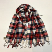 J.Crew Women  s NWT Plaid Scarf In White Navy Red Made In Italy