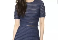 Cynthia Rowley Blue Denim Mesh Crop Top