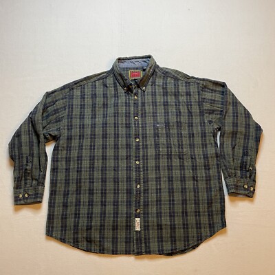 Wrangler Hero Button Up Shirt Men s XL Long Sleeve Green Plaid