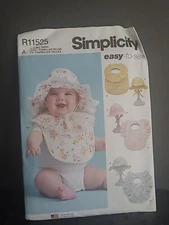 Simplicity R11525 Babies' Hats w Under Chin Ties & Ruffled Bibs OSZ UNCUT S9588