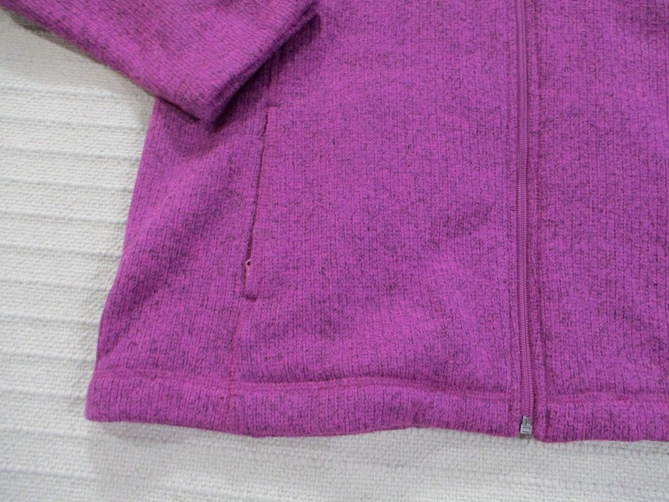 Talbots Womens Jacket Large Purple Hooded Zips Pockets Fleece Polyester Blend - Image 4 of 4