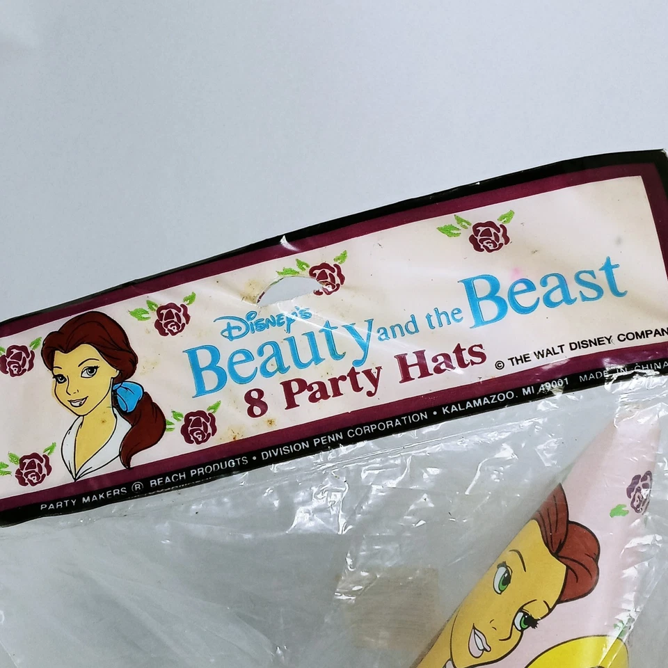 Sombreros Cono Rosas La Bella y la Bestia 7 Suministros Rosa Vintage Fiesta Cumpleaños  Foto 3 de 3