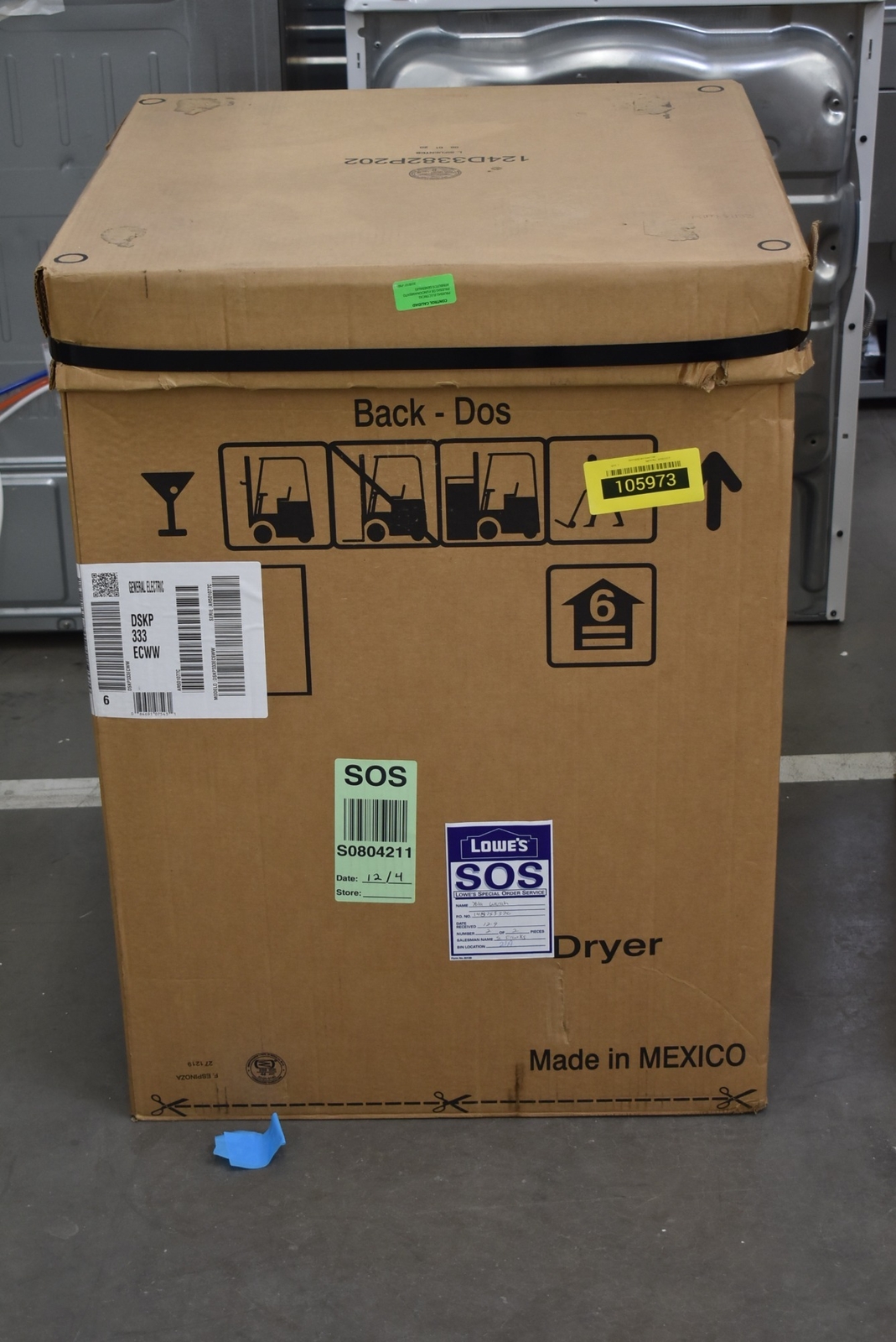 GE DSKP333ECWW 24" White FL Portable Electric Dryer NOB 105973 MAD