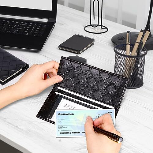 Leather Checkbook Cover for Top & Side Tear Registers Duplicate Checks