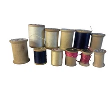 Vintage Sewing Thread Wood Spools Set of 11 #48