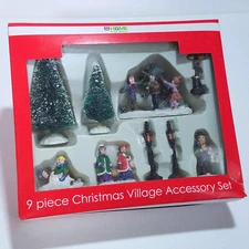 RITE AID Home For The Holidays 9 Piece Christmas Village Accessory Set (1.75" H)