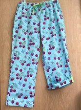 NICK  NORA  BLUE BIRDS RASPBERRY PAJAMA BOTTOMS CAPRI   L RARE  RETIRED   NWT