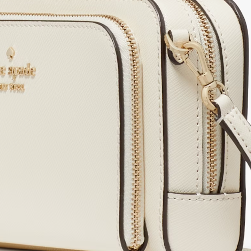Kate Spade Stacie Dual Zip Crossbody Bag White Leather Meringue