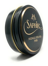 Black - Saphir Medaille d'Or Pate de Luxe Shoe Polish Wax - 100ml Tin