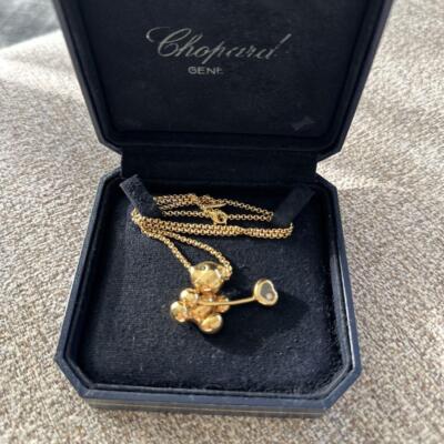 Vintage Chopard Happy Diamond Bear Heart Balloon 18k Necklace