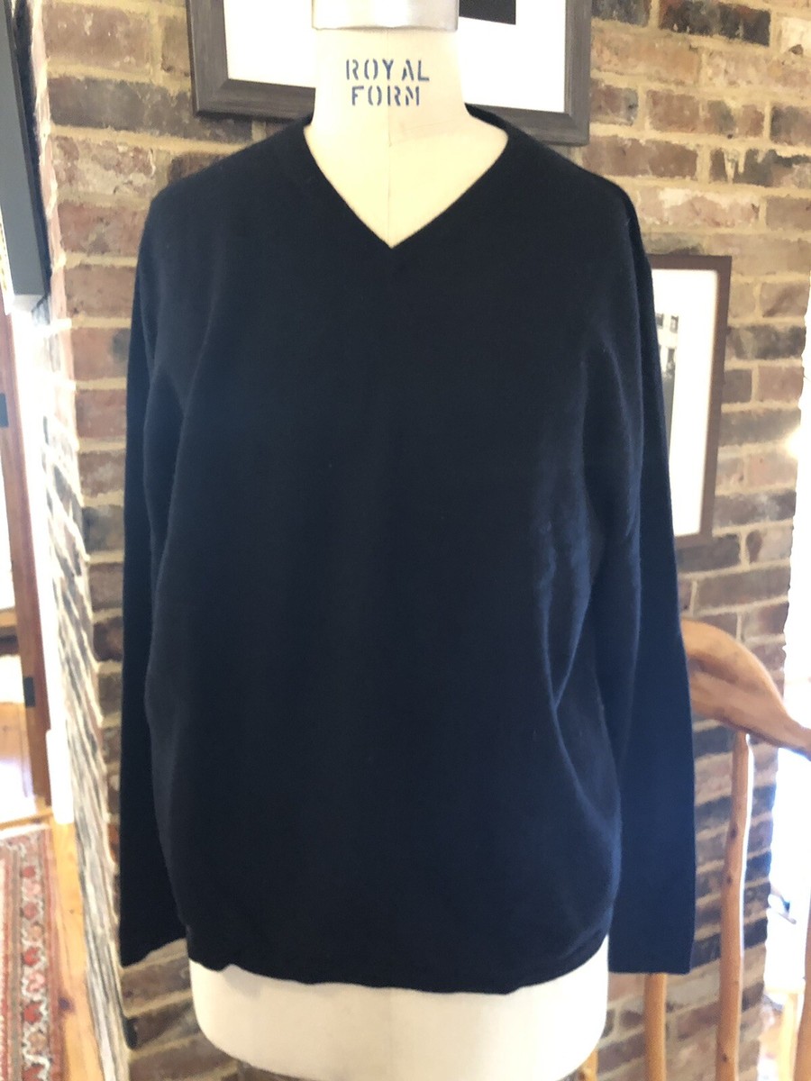 TSE Black 100% cashmere V-neck sweater women's Extra large