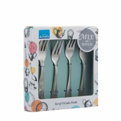 8 x Amefa Vintage Mix & Match Tee Gabeln Stone Washed im Trend Geschenk verpackt