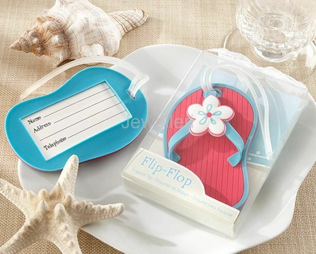 Pink and Blue Flip Flop Beach Luggage Tags Bridal Shower Wedding Favors