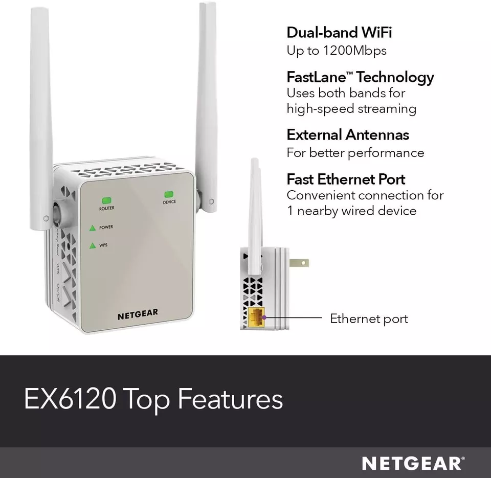 NETGEAR WiFi 1500 Sq-Ft Range Extender 1200Mbps Wireless Signal Booster Repeater - Image 2 of 4