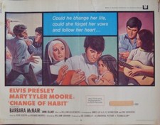 CHANGE OF HABIT half sheet movie poster 22x28 ELVIS PRESLEY MARY TYLER MOORE 69