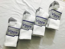 12 Pairs Women Ladies Crew Socks White 2 Tones Sports Athletic Cotton Size 9-11