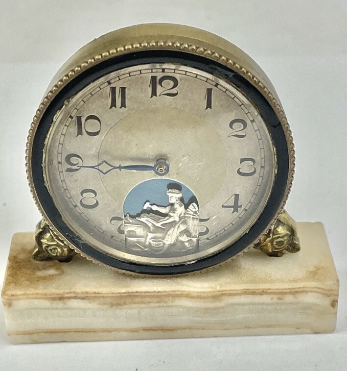 Vintage Art Deco Blacksmith Automaton Clock Working But Spares Or