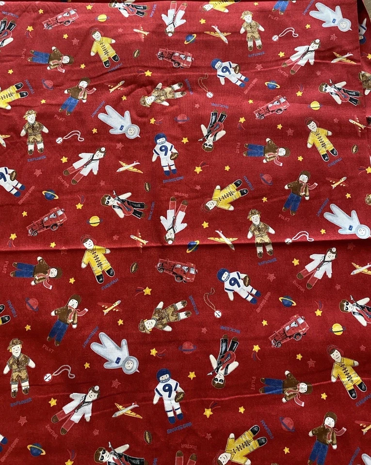 Chloe’s Closet For Moda Fabric WHEN I GROW UP Cotton Red Background Kids BTY 44” - Image 2 of 3