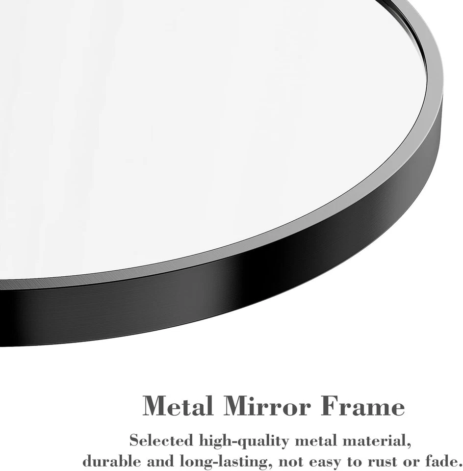 Black Round Wall Mirror Bathroom Mirrors Over Sink Circle Mirror for Bathroom - Image 4 of 4