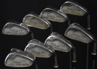 TITLEIST DTR IRONS SET 2 3 4 5 6 8 9 P LENGTH:  (6) 37.5 IN  RH STIFF SHAFT