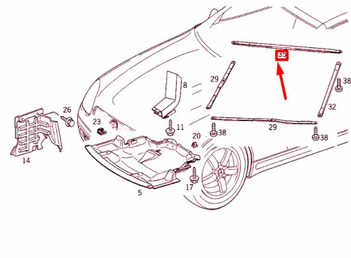 NEU MB SLK R170 MOTORRAUMVERKLEIDUNG HINTEN RECHTS FEDERBEIN A1705240247 OEM - Bild 8 von 8