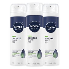 NIVEA MEN Sensitive Shave Gel 3 Pack 7 Oz Cans Vitamin E Chamomile Witch Hazel