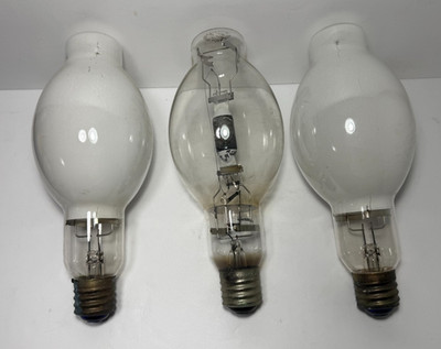 Lot of 3 Vintage USED Westinghouse & Sylvania 400w Lamp Bulbs 11''