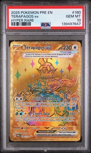 2025 POKEMON PRE EN-PRISMATIC EVOLUTIONS HYPER RARE #180 TERAPAGOS EX PSA 10