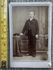 Antique Cabinet Card Portrait Boy Standing Hat Victorian Studio Photo c1890s