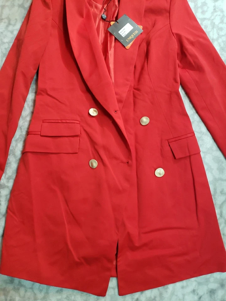 ÚNICO21 Mujeres Lujo Mancha Pecho Asimétrico Vestido Blazer - Damas Elegante Foto 4 de 4