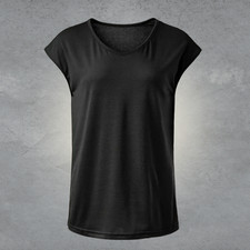 Women casual tee black T-shirt stretch short sleeve sport top size X-Large