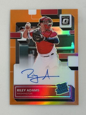 2022 Optic Riley Adams Rated Rookie Signatures Orange Prizm Auto /100 #RRS-RA