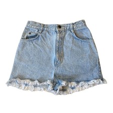 90s Bonjour Cheeky Shorts Vtg Size 9/10 Light Wash Denim High Waist Faux Raw Hem