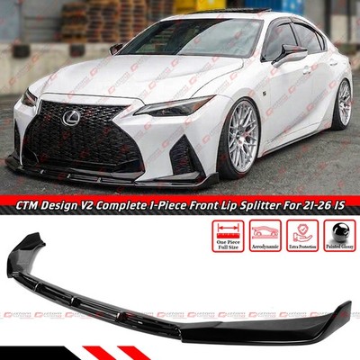For 21-25 Lexus IS300 IS350 CTM Design V2 Gloss Black Front Bumper Lip Splitter