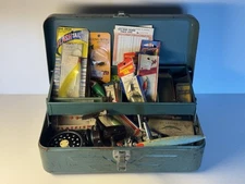 Vintage Simonsen Niki Metal Tackle Box With Vintage Lures & Reels Cabin Couture