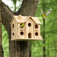 Bird House for outside 10 Hole Bird House Room for 10 Birds Families, Large Hang