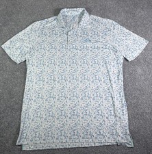 Johnnie O Golf Polo Shirt Mens XL White Featherweight Santa Monica Scene Logo