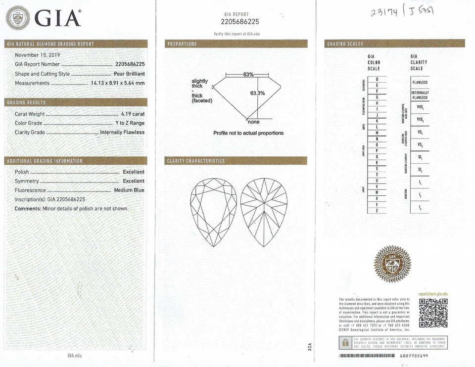 Collar amarillo natural diamante forma pera 4,19 quilates 2 quilates halo plat/18K GIA Foto 4 de 4