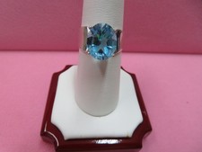 Vintage UTC Blue Topaz 925 Sterling Silver Wide Ring - Sz 8- 4.8 G