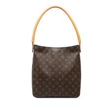Authenticated Louis Vuitton Monogram Looping GM Brown Vachetta leather Leather