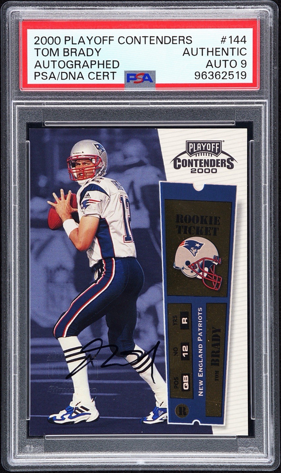 Tom Brady 2000 Playoff Contenders RC Rookie # 144 PSA Authentic 9 Auto