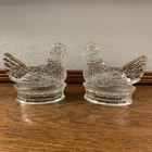 2 J.H. Millstein Co. 1946 Vintage Chicken On The Nest Glass Candy Containers
