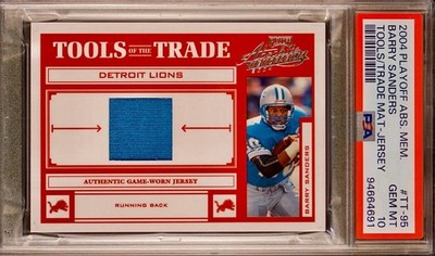 /100 PSA 10 Barry Sanders 2004 Absolute Game Used Jersey Game Worn Patch POP 1