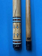 JACOBY CUSTOM POOL CUE KW 12.75MM 29" SHAFT OLIVEWOOD COCO AND LARIMAR RADIAL