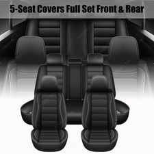 Leather 5-seat Covers Front Rear Protector For 2009-2024 Toyota Venza Black Leather 5-seat Covers Front Rear Protector For 2009-2024 Toyota Venza Black