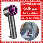 NEW Mini Desk Handheld Turbo Fan 100 speed Rechargeable Cooling Fan USB-C