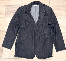 NEW CHICO'S SZ 2.5 BLACK DENIM BLAZER JACKET SZ 14